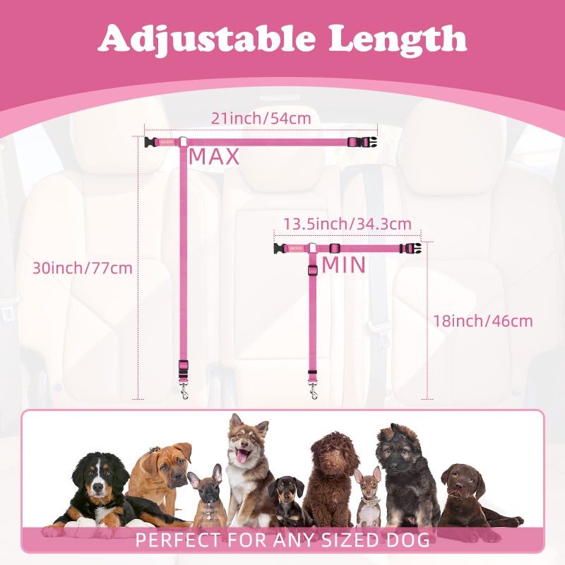 BWOGUE 2 Packs Dog Cat Safety Seat Belt Strap Car Headrest Restraint Adjustable Nylon Fabric Dog Restraints Vehicle Seatbelts Harness - Image 4